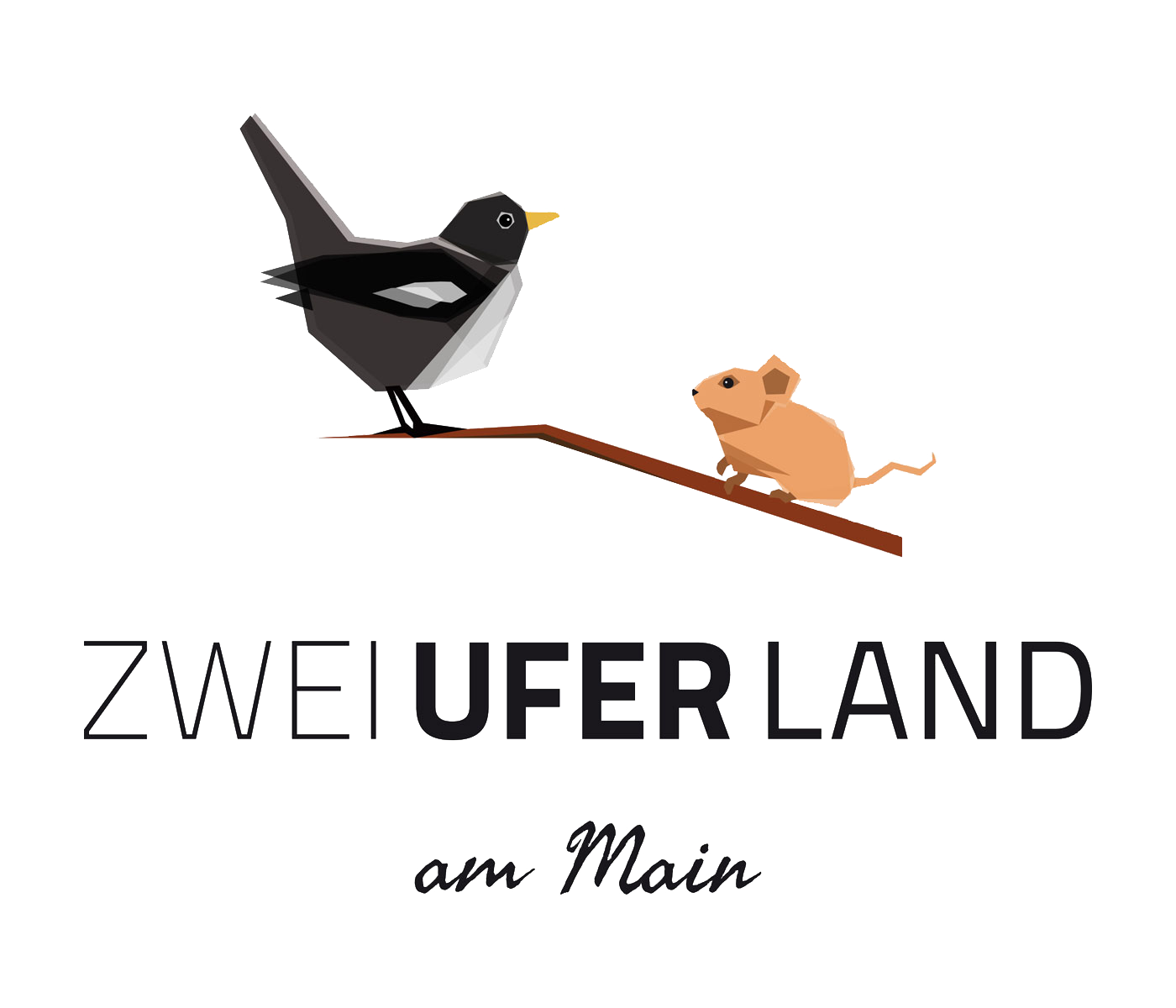 ZweiUferLand Logo mit Amsel und Maus