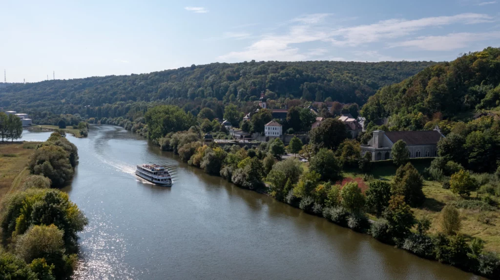 Main bei Zell a. Main mit Schiff